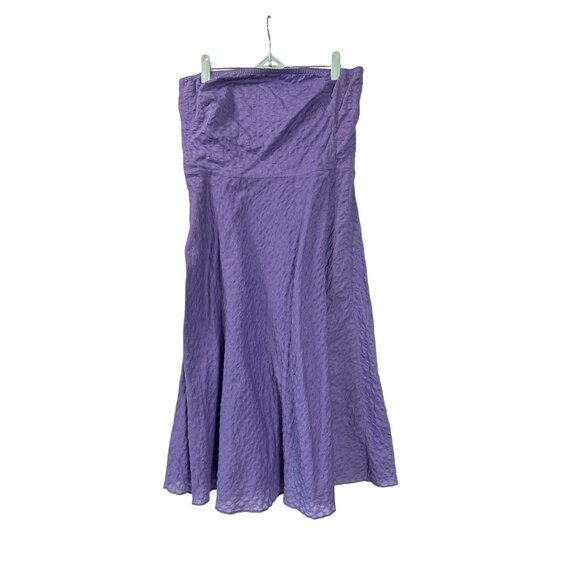 J.Crew Lorelei Strapless Purple Textured Fit & Flare Dress 10 Lined Midi Womens - Picture 1 of 5